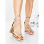Sandale Dama cu Toc Gros 5BD30 LIGHT GOLD | MEI
