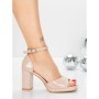 Sandale Dama cu Toc Gros 5BD31 BEIGE | MEI