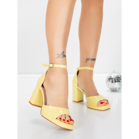 Sandale Dama cu Toc Gros 5BD31 YELLOW | MEI