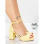 Sandale Dama cu Toc Gros 5BD31 YELLOW | MEI