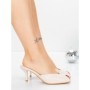 Papuci Dama cu Toc Subtire 5BD33 BEIGE | MEI