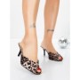 Papuci Dama cu Toc Subtire 5BD33 LEOPARD PRINT | MEI