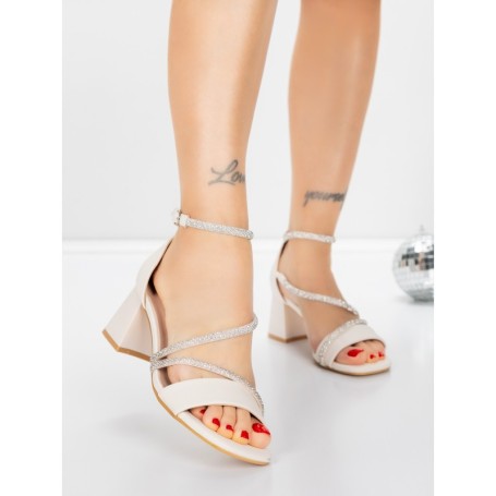 Sandale Dama cu Toc Gros 5JD9 BEIGE | MEI