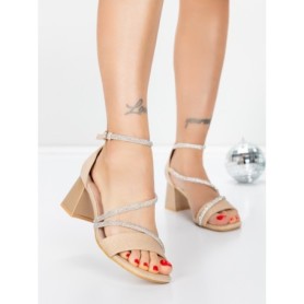 Sandale Dama cu Toc Gros 5JD9 LIGHT GOLD | MEI