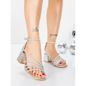 Sandale Dama cu Toc Gros 5JD11 SILVER | MEI