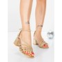 Sandale Dama cu Toc Gros 5JD11 LIGHT GOLD | MEI