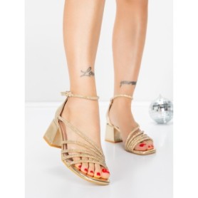 Sandale Dama cu Toc Gros 5JD11 LIGHT GOLD | MEI