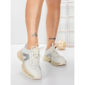 Pantofi Sport Dama din piele naturala 2382-3 SILVER | FRANCO GERARDO