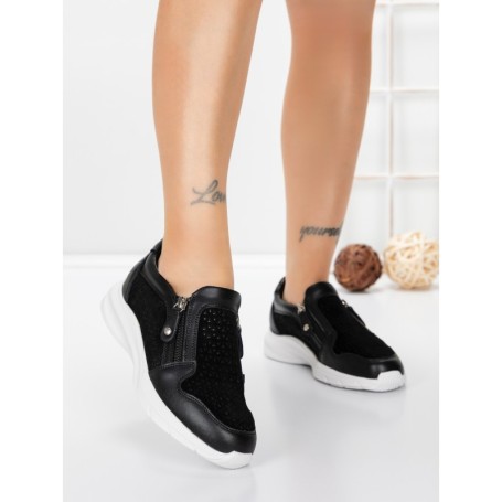 Pantofi Casual Dama din piele naturala CS07 BLACK | FRANCO GERARDO