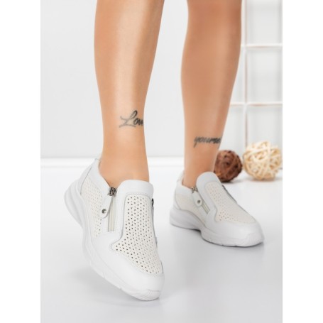 Pantofi Casual Dama din piele naturala CS07 WHITE | FRANCO GERARDO