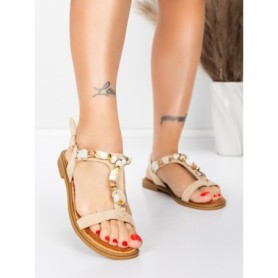 Sandale Dama cu Talpa Joasa 5WH70 BEIGE | MEI