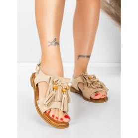 Sandale Dama cu Talpa Joasa 5WH71 BEIGE | MEI