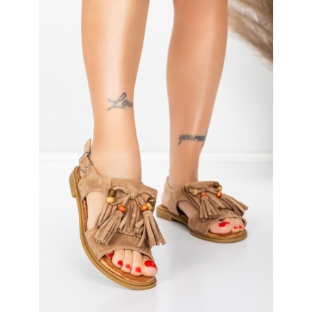Sandale Dama cu Talpa Joasa 5WH71 KHAKI | MEI