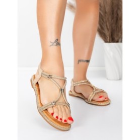 Sandale Dama cu Talpa Joasa 5WH73 BEIGE | MEI