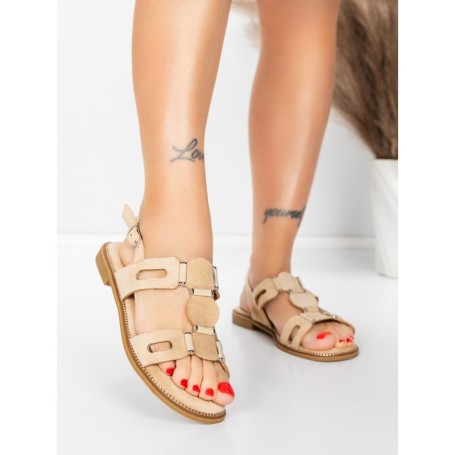 Sandale Dama cu Talpa Joasa 5WH76 BEIGE | MEI