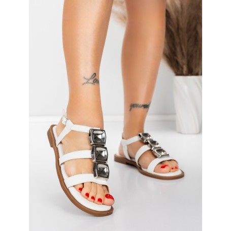 Sandale Dama cu Talpa Joasa 5WH77 WHITE | MEI