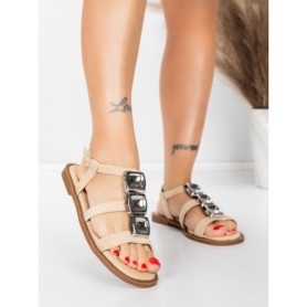 Sandale Dama cu Talpa Joasa 5WH77 BEIGE | MEI