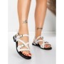 Sandale Dama cu Talpa Joasa 5GS72 WHITE | MEI