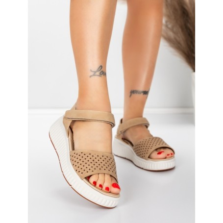 Sandale Dama cu Platforma 5GS36 BEIGE | MEI