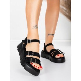 Sandale Dama cu Talpa Joasa 5HXS68 BLACK | MEI