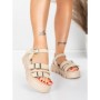 Sandale Dama cu Talpa Joasa 5HXS68 BEIGE | MEI