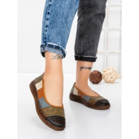 Balerini Dama din piele naturala 2211-1 BLACK-GREEN | BERLINER