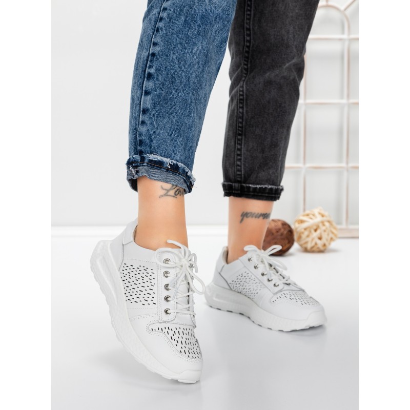 Pantofi Casual Dama din piele naturala K250-1 WHITE | GALLOP
