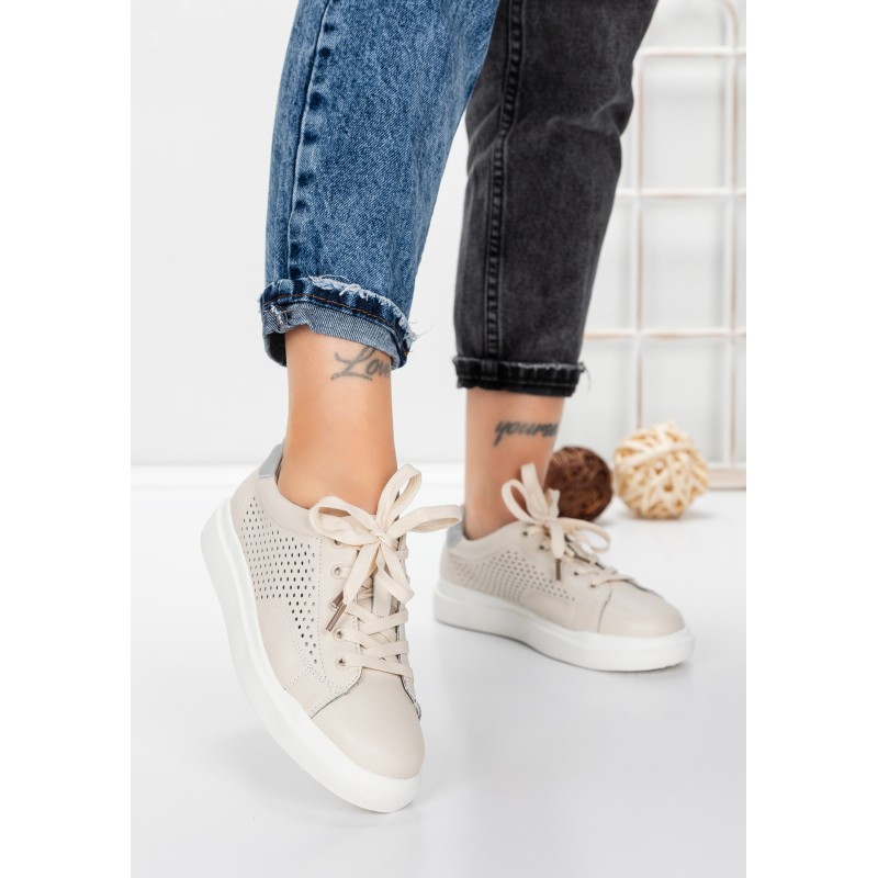 Pantofi Casual Dama din piele naturala KD87981 CREAM | BERLINER