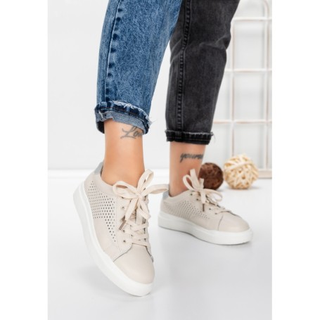 Pantofi Casual Dama din piele naturala KD87981 CREAM | BERLINER