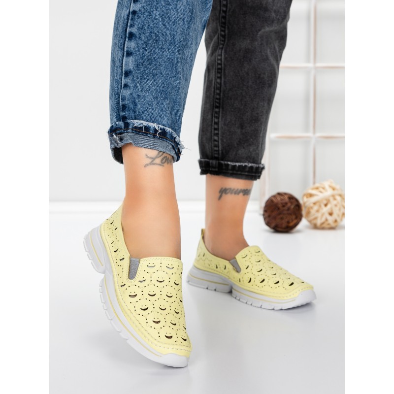 Balerini Dama din piele naturala K242-4 YELLOW | GALLOP
