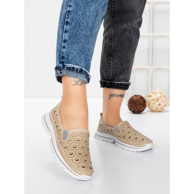Balerini Dama din piele naturala K242-4 APRICOT | GALLOP