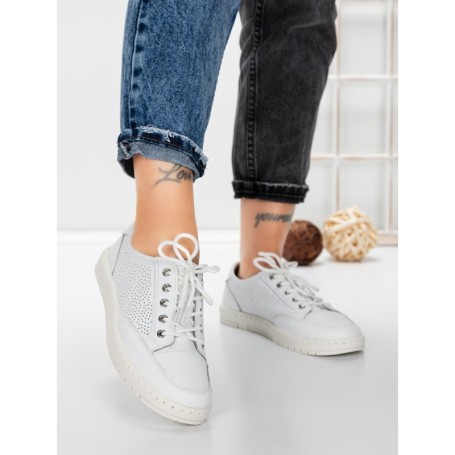Pantofi Casual Dama din piele naturala K251-1 WHITE | GALLOP
