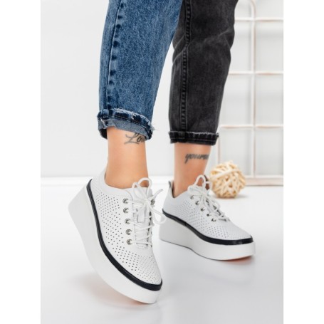 Pantofi Casual Dama din piele naturala K244-1 WHITE | GALLOP