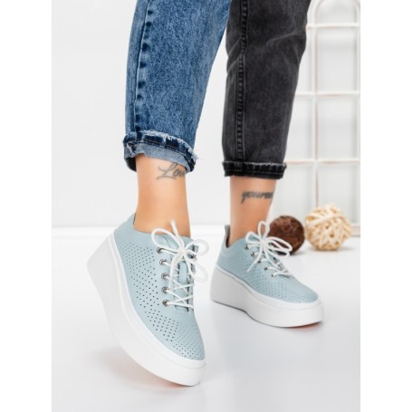 Pantofi Casual Dama din piele naturala K244-1 LIGHT BLUE | GALLOP