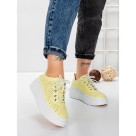 Pantofi Casual Dama din piele naturala K244-1 YELLOW | GALLOP