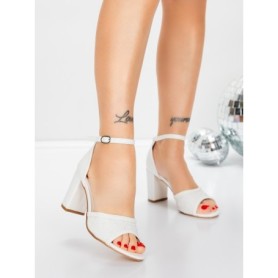 Sandale Dama cu Toc Gros 5XKK93 WHITE | MEI