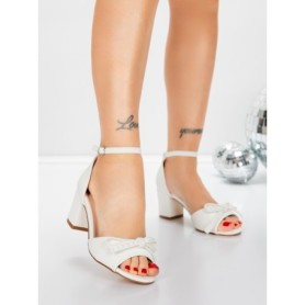 Sandale Dama cu Toc Gros 5XKK95 WHITE | MEI