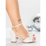 Sandale Dama cu Toc Gros 5XKK95 WHITE | MEI