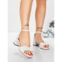 Sandale Dama cu Toc Gros 5GS55 WHITE | MEI