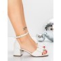 Sandale Dama cu Toc Gros 5GS55 WHITE | MEI
