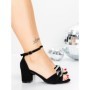 Sandale Dama cu Toc Gros 5XKK102 BLACK | MEI