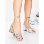 Sandale Dama cu Toc Gros 5XKK102 SILVER | MEI