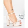 Sandale Dama cu Toc Gros 5XKK101 BEIGE | MEI
