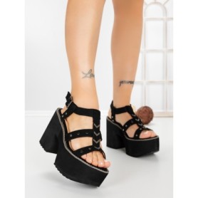 Sandale Dama cu Toc Gros si Platforma 20006N NEGRO | STEPS HIGHER