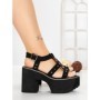 Sandale Dama cu Toc Gros si Platforma 20006N NEGRO | STEPS HIGHER