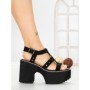 Sandale Dama cu Toc Gros si Platforma 20006N NEGRO | STEPS HIGHER