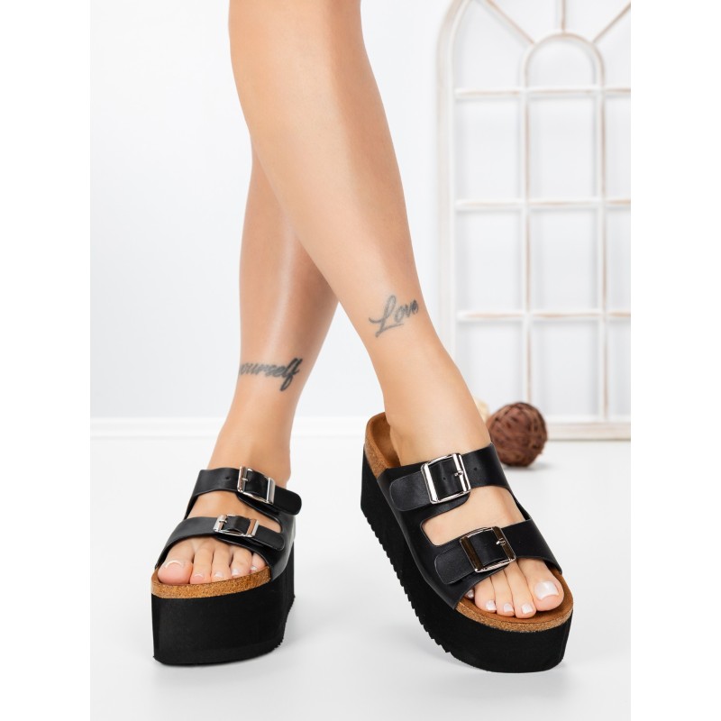 Papuci Dama cu Platforma 9548N NEGRO | STEPS HIGHER