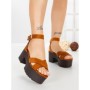 Sandale Dama cu Toc Gros si Platforma 9287CA CAMEL | STEPS HIGHER