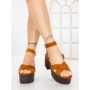 Sandale Dama cu Toc Gros si Platforma 9287CA CAMEL | STEPS HIGHER