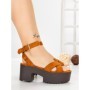 Sandale Dama cu Toc Gros si Platforma 9287CA CAMEL | STEPS HIGHER